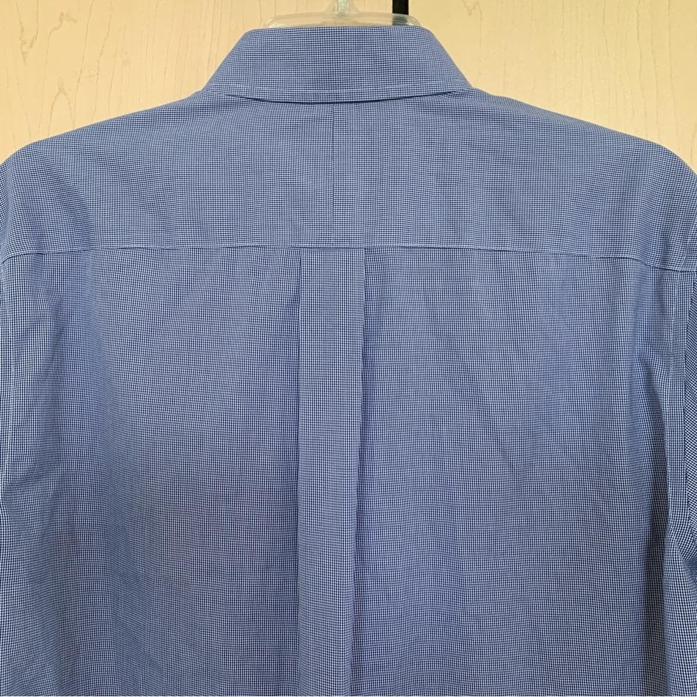Jos.A.Bank Traveler Slim Fit Dress Shirt Mens long Sleeve Houndstooth Blue 16-34 - Picture 9 of 15